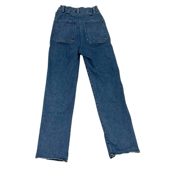 Loup Straight Leg Button Fly Stretch Denim Jeans Medium Blue Wash size XS - Picture 6 of 10